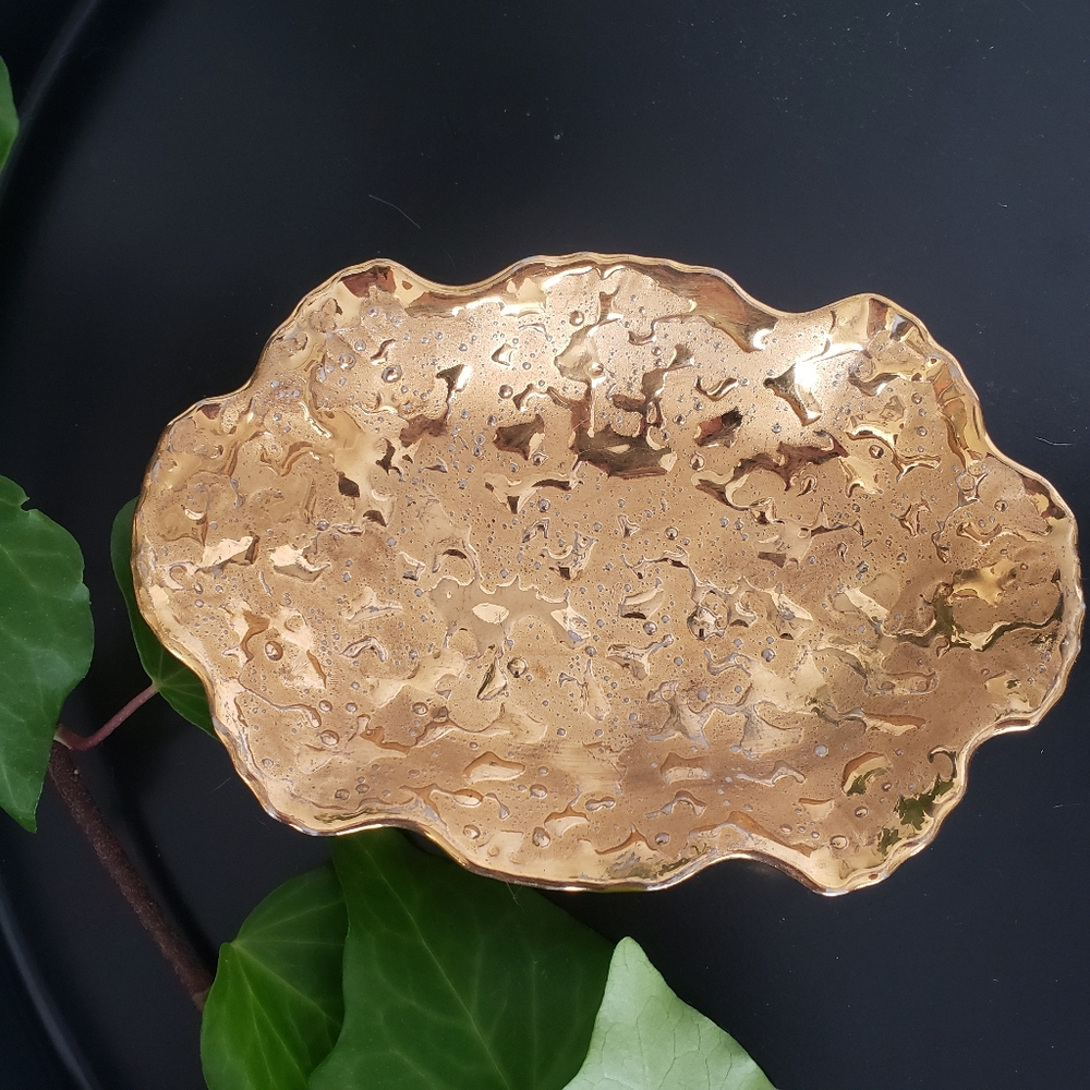 Vintage Bel-Terr 22kt gold jewelry dish!